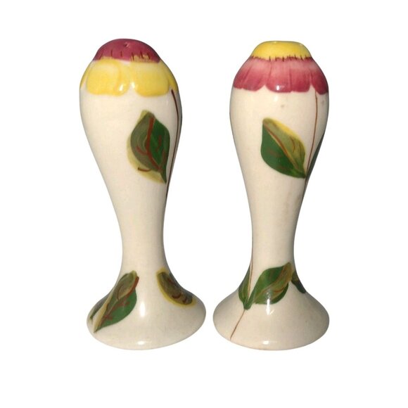 Vtg Blue Ridge Southern Potteries Flower Blossom Salt And Pepper Shakers 5.25" - Picture 2 of 4